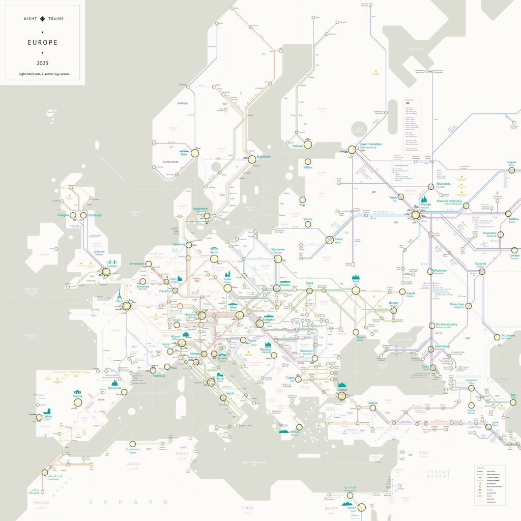 jaimelescartes's tweet image. Les trains de nuit en Europe #carte #cartographe #funwithmaps #mapmakers