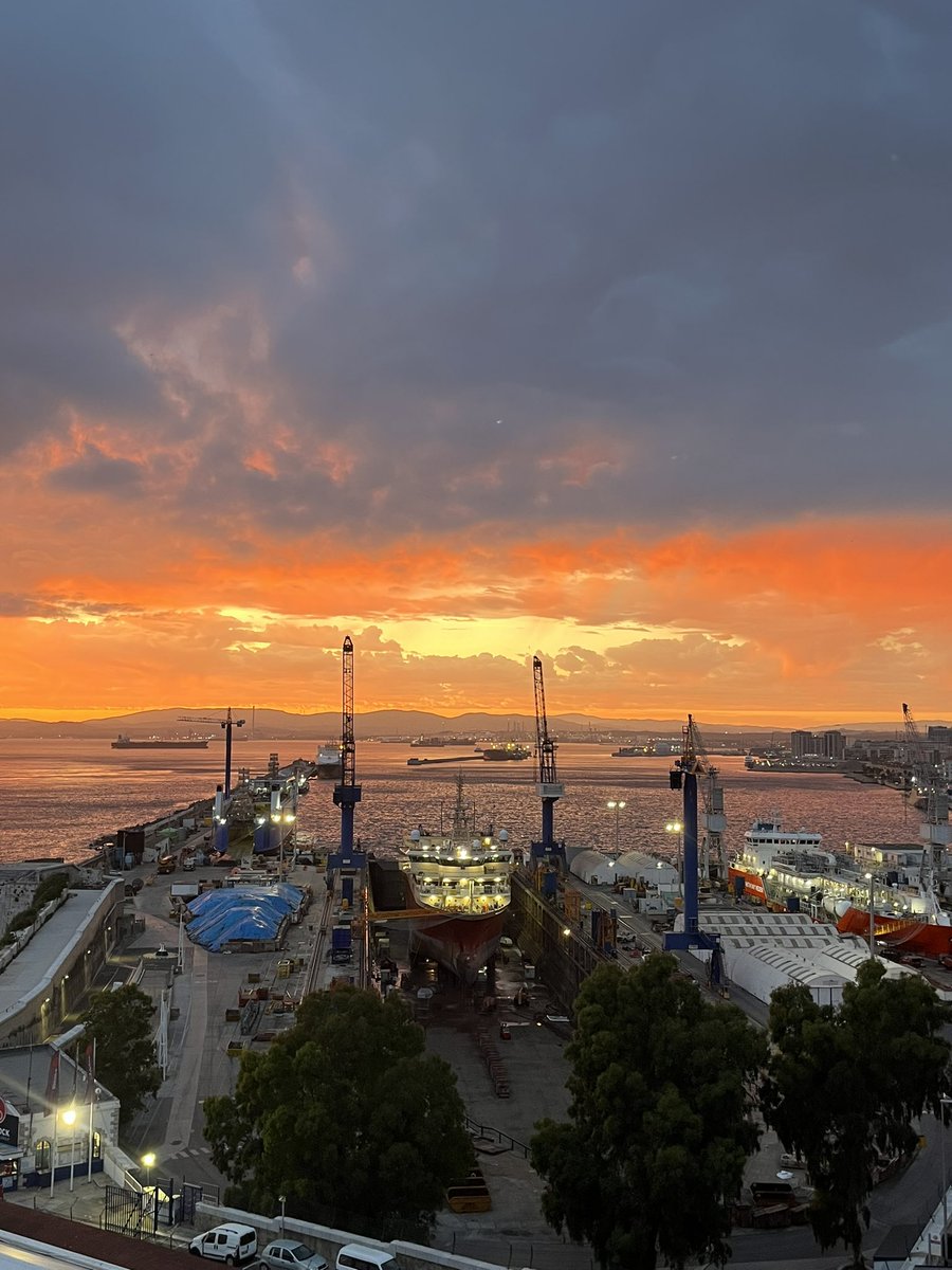 All the colours in the sky last night! #Gibdock #Gibraltar #drydock #dockyardviews #sunset