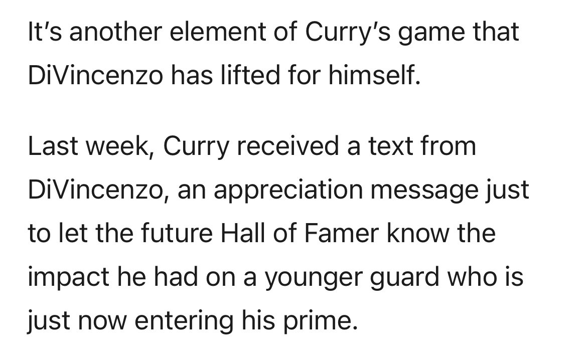Except DiVincenzo quite literally attributes his current success in NY to … Steph Curry