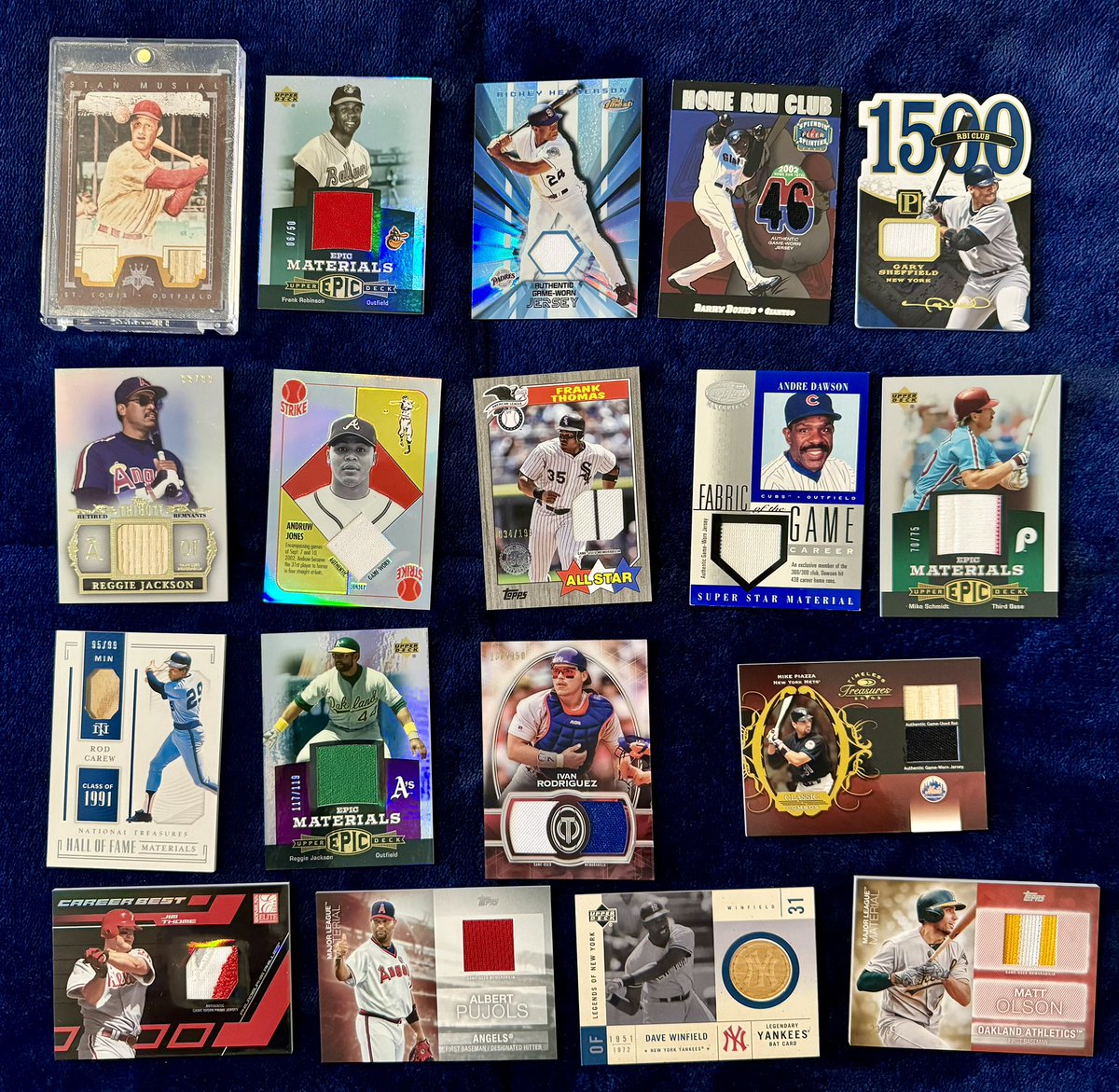 Saturday #CornerOfYourCollection Let’s see a small corner of YOUR collection: quirky, vintage, modern, sports, non-sports - whatever you want! Here’s a  sampling of relic cards of some hitters. I really enjoy relic cards of all sorts! #TheHobby #CollectWhatYouLike