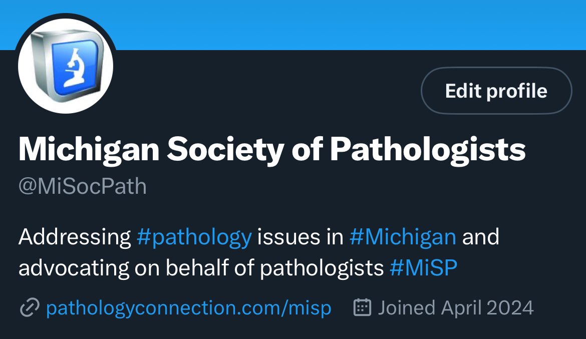 Welcome to the Michigan Society of #Pathologists! We represent pathologists in #MI, lobby to our local state #govt, engage in #MedEd, and lead networking opportunities. Please like, follow, and share! #MiSP #PathX