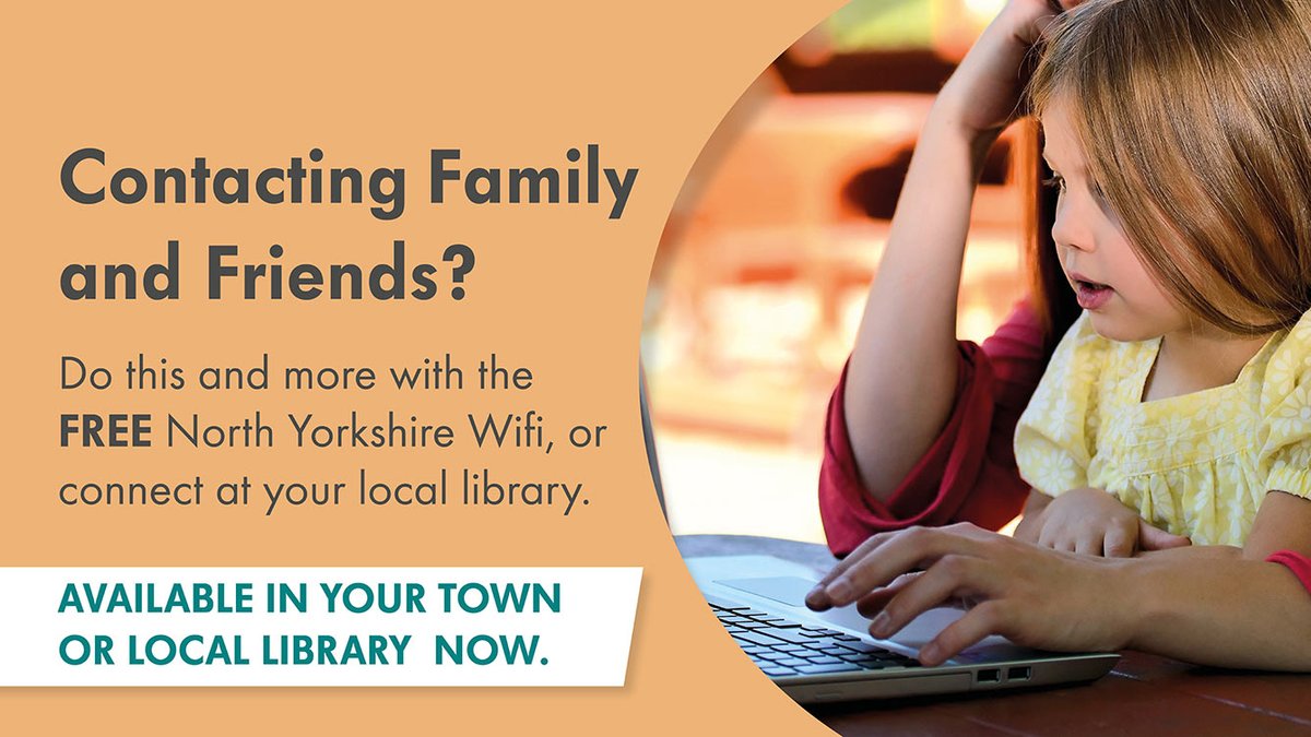 Free public wifi is available in 20 market towns across #NorthYorkshire.

Ideal for contacting family and friends without the worry of how much data you use.

It’s Friendly WiFi certified so you can be sure it’s always safe to use.

More info at northyorks.gov.uk/leisure-touris…