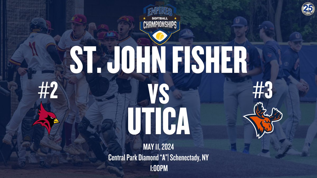 It's time! @FisherAthletics and @Utica_Pioneers face off for the 2024 #E8 baseball title TODAY! First pitch is set for 1:00pm!

#E8Proud #E8Champs #LeadersCompeteHere #E825