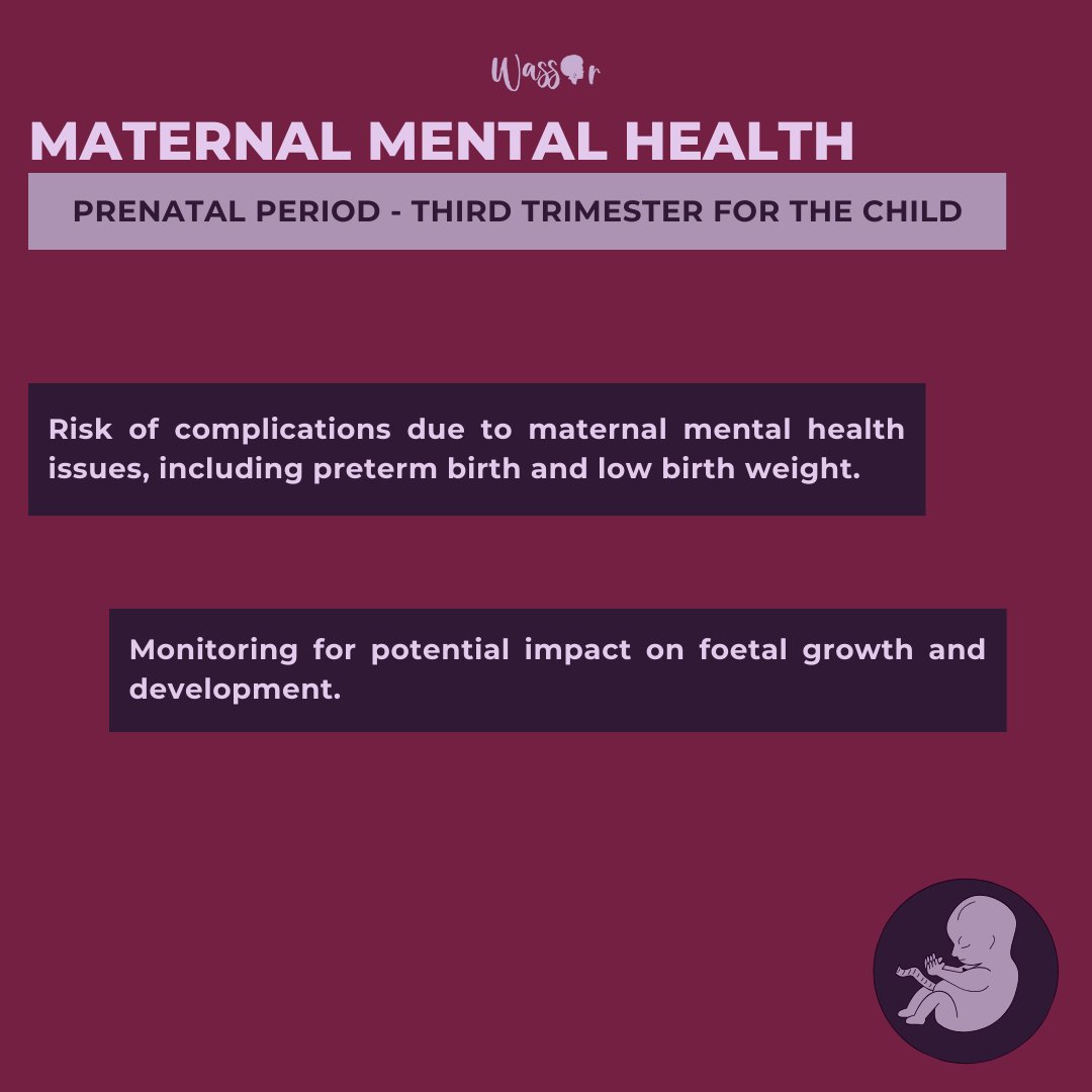 Maternal mental health - Prenatal period.
Third Trimester

#MentalHealth
#MaternalMentalHealth
#WassorWomanity
