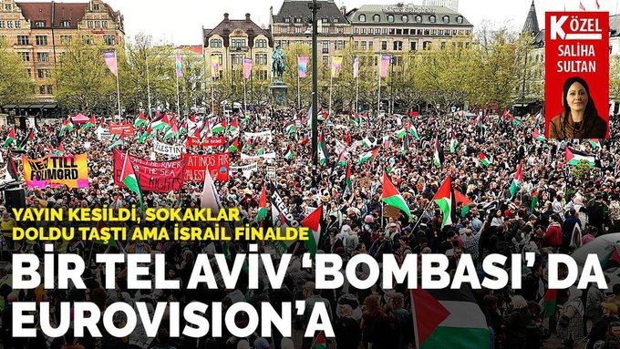 #Eurovision2024 #Zionism #israel şarkıcısını finale çıkarırken göründü ancak Kamuoyu gücü bombası Malmö sokaklarında patladı💣 -İsrail’e boykot -#Soykırımı durdurun -#Belçika VRT TV yarı final yayınını kesti “İsrail’in insan hakları ihlallerini kınıyoruz!” karar.com/kultur-sanat-h…