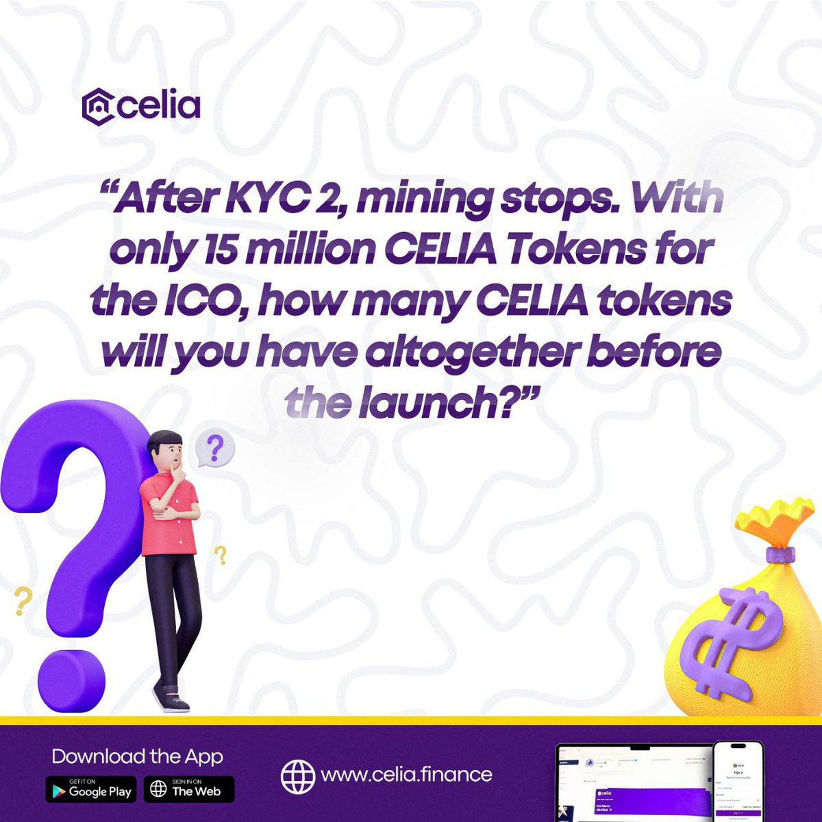 Hurry and grab as much CELIA tokens as possible during the Mining and ICO 💜