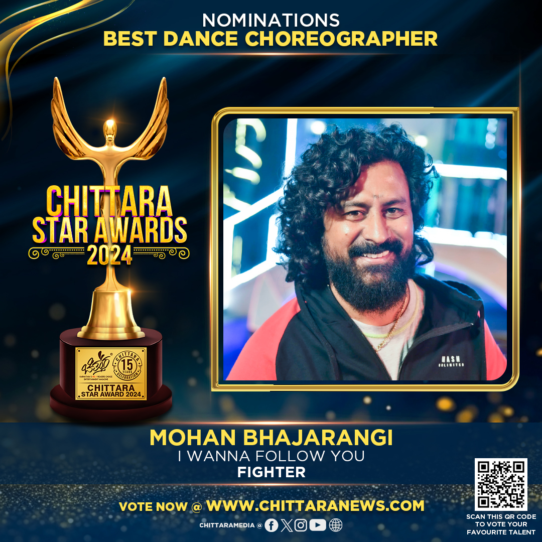 #MohanBhajarangi has been nominated for #ChittaraStarAwards2024 under the category Best Dance Choreographer For the song #IwannaFollowYou  from the movie #Fighter 

Kindly spare a minute and shower some love by voting!!

awards.chittaranews.com/poll/780/
#ChittaraStarAwards2024 #CSA2024