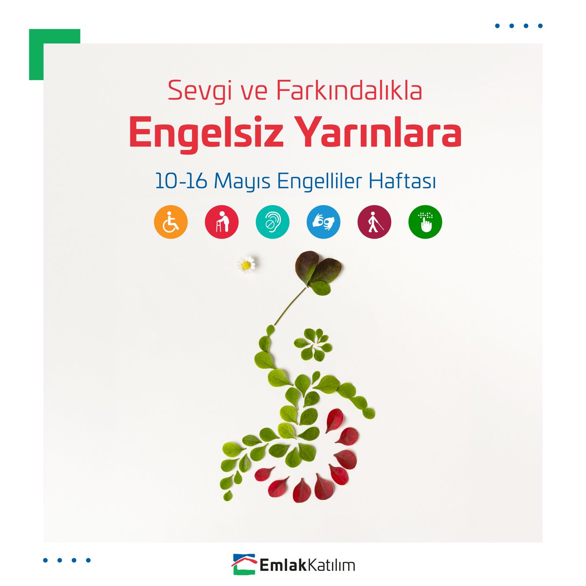 Erişilebilir uygulamalarımızla engelli bireylerin yaşam kalitesini yükseltmek ve hizmetlerimizden eşit şekilde yararlanmalarını sağlamak için çalışmalarımızı sürdürmekteyiz. Toplumsal farkındalığı artıralım ve engelleri hep birlikte aşalım. #EngellilerHaftası #EmlakKatılım