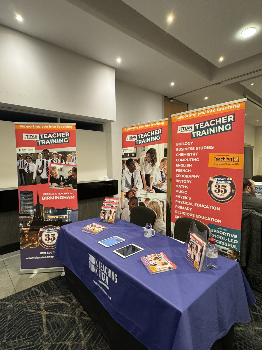 We are here at the <a href="/getintoteaching/">Teaching</a> Birmingham event. Come and visit us and find out how we can support you into teaching. #ThinkTeachingThinkTitan