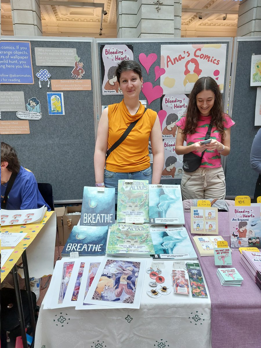Come say hi at @comicinvasionb at @mfk_berlin ! I'm here with Ana's Comics until 6pm today, launching my new title 'Forbidden Altars', gender flipped Saki stories...