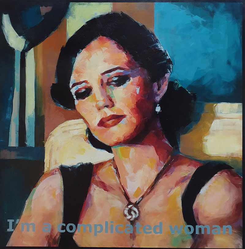 Daniel Craig in his 1st appearance as #JamesBond in Casino Royale. 'Do I Look Like I Give a Damn', oil on canvas and Eva Green as #Vesper 'I'm A Complicated Woman'. Painting titles quoted from dialogue. What's your favorite Bond film quote? #CasinoRoyale is on ITV 8pm tonight.