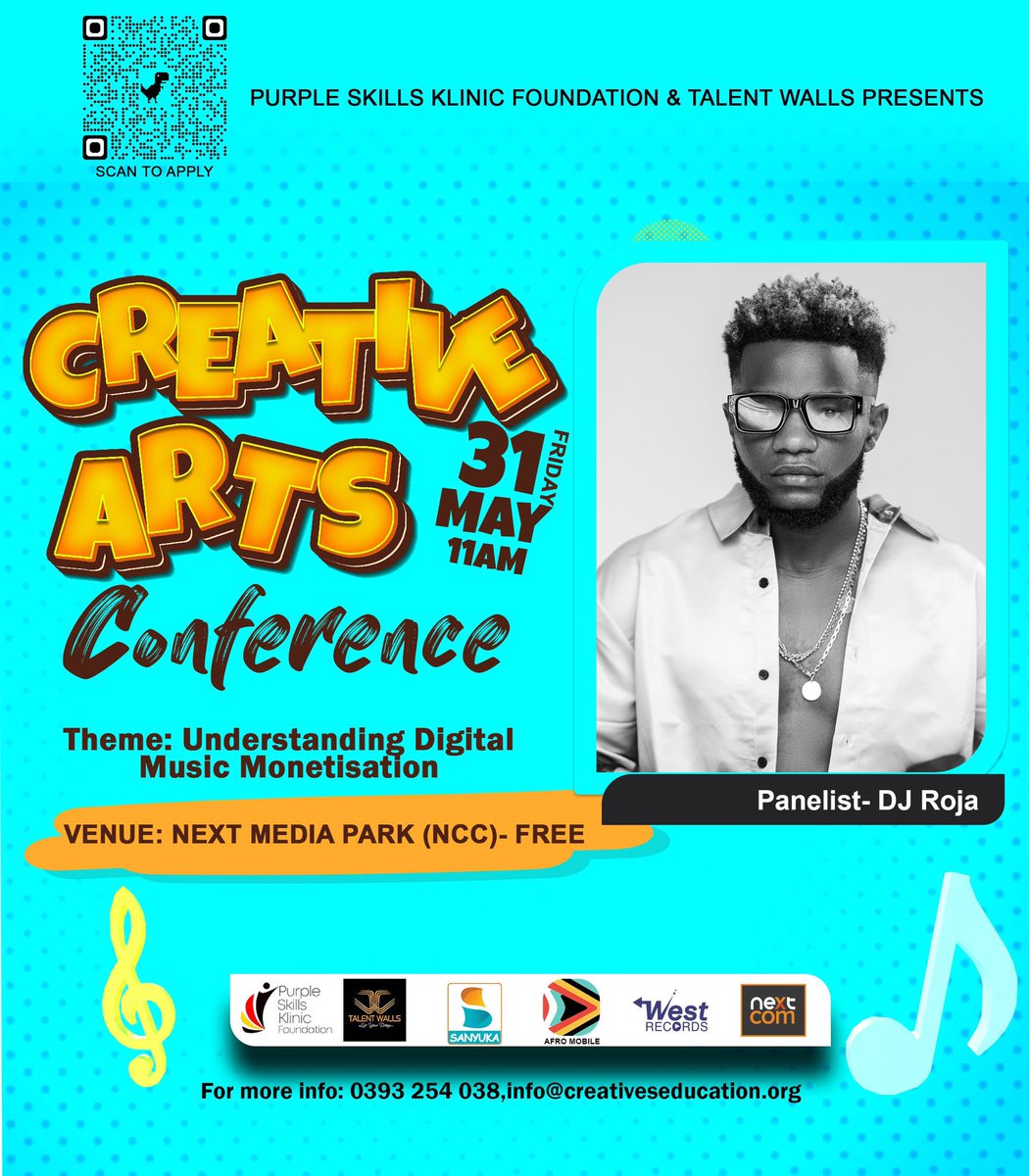 Creative Arts Conference 31 May at Next Media feat panelists Serah Adong Licensing and partnerships Mdundo, Denis Wantate country Director Omziki Distribution, Washington Audio Producer, Dj Roja. #SkillsKlinic