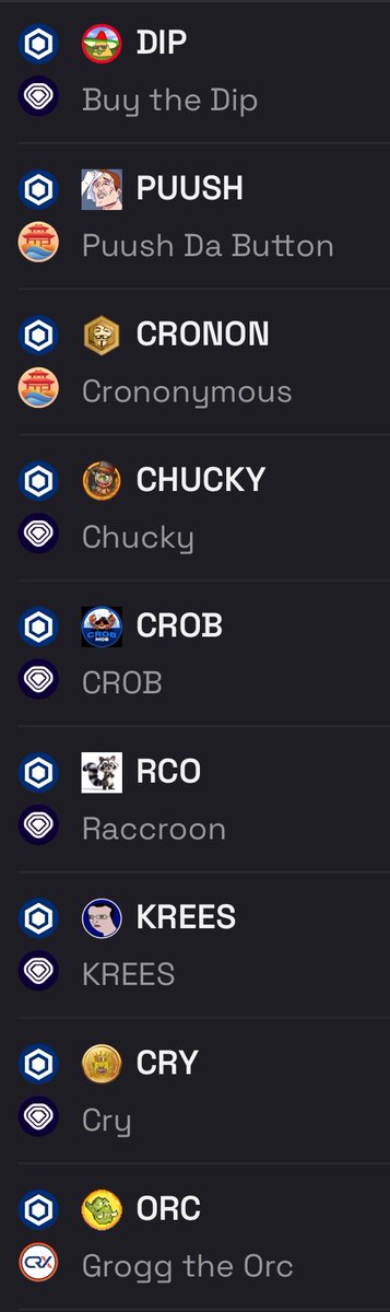 CryptoGParty's tweet image. Listen up DEGENS!! My bags are full!! I will look at my memecoin portfolio next year and I believe we all party on my boat! 😎 WAGMI, LFG, SEND IT! 🔥🚀😎 #CROfam #MemeCoinSeason2024 #FFTB 
☑️ $DIP
☑️ $PUUSH
☑️ $CHUCKY
☑️ $CRONON
☑️ $CROB
☑️ $RCO
☑️ $KREES
☑️ $CRY
☑️ $ORC