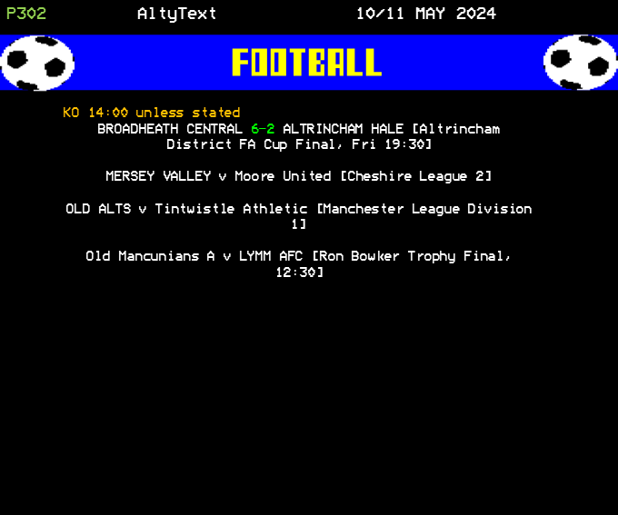 #AltyText - Football. @bcfc1922 were crowned ADFA Cup winners over @AltrinchamHale, while there's also fixtures today for @MVFC1stTeam, @Old_Alts and @LymmAFC. #RadioAltySport