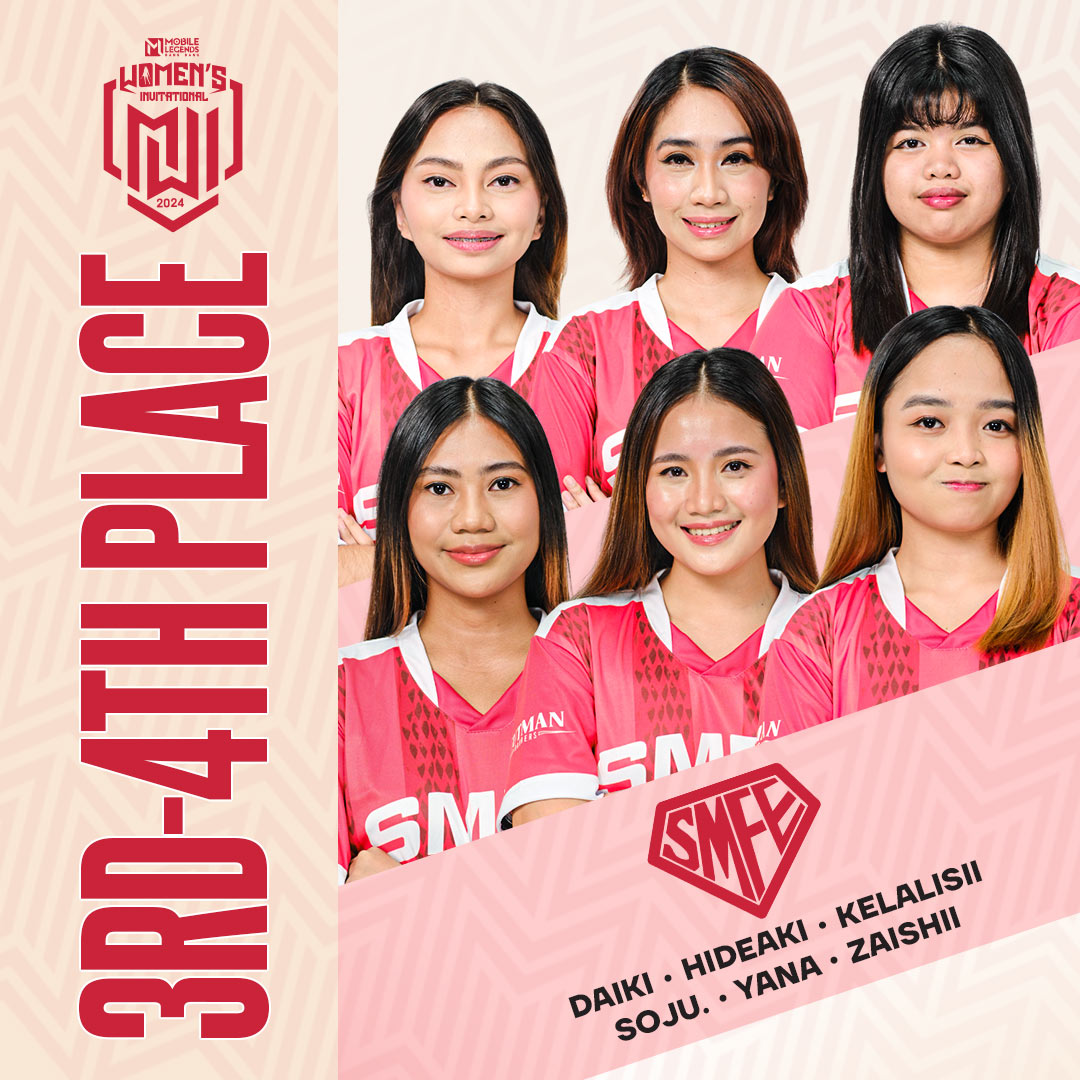 SMFE ends their #ROADtoMWI run with a 3rd-4th place finish. 👏

Continue to break barriers and defy stereotypes as the phenomenal women that you are. We hope to see great things from you. See you next time on the big stage, Super Monching FE! 🙌

#LakbayPasulong #MLBB