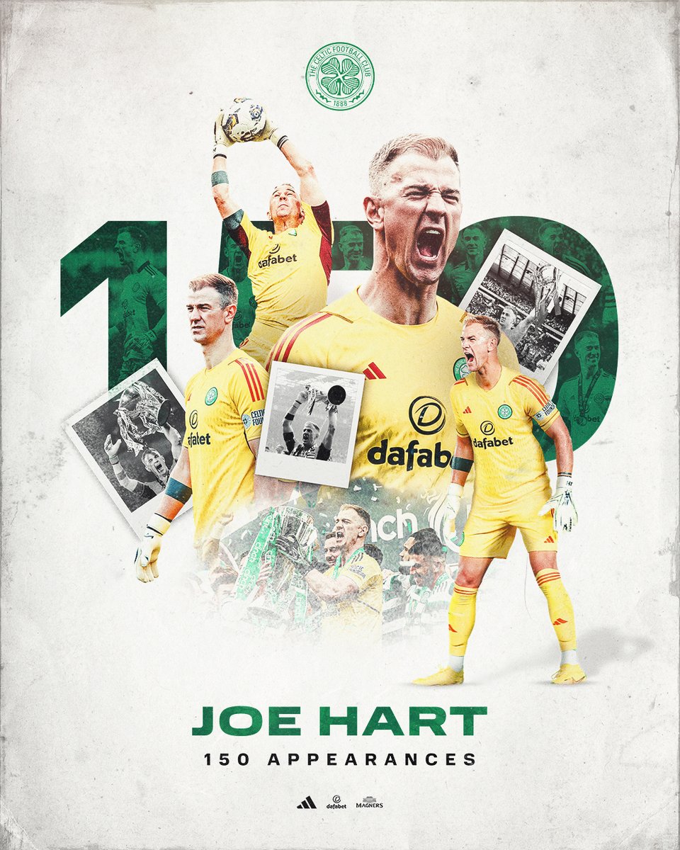 🧤 Joe Hart is set to make his 150th appearance for the Club today! 💚 #CelticFC🍀