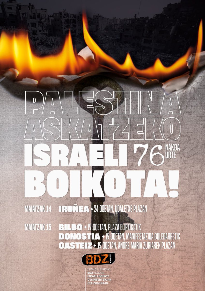 [Agenda] Israeli boikota!

📆 Maiatzak 14 de mayo
⏰ 24:00
📍 Udaletxe plaza. Iruñea.