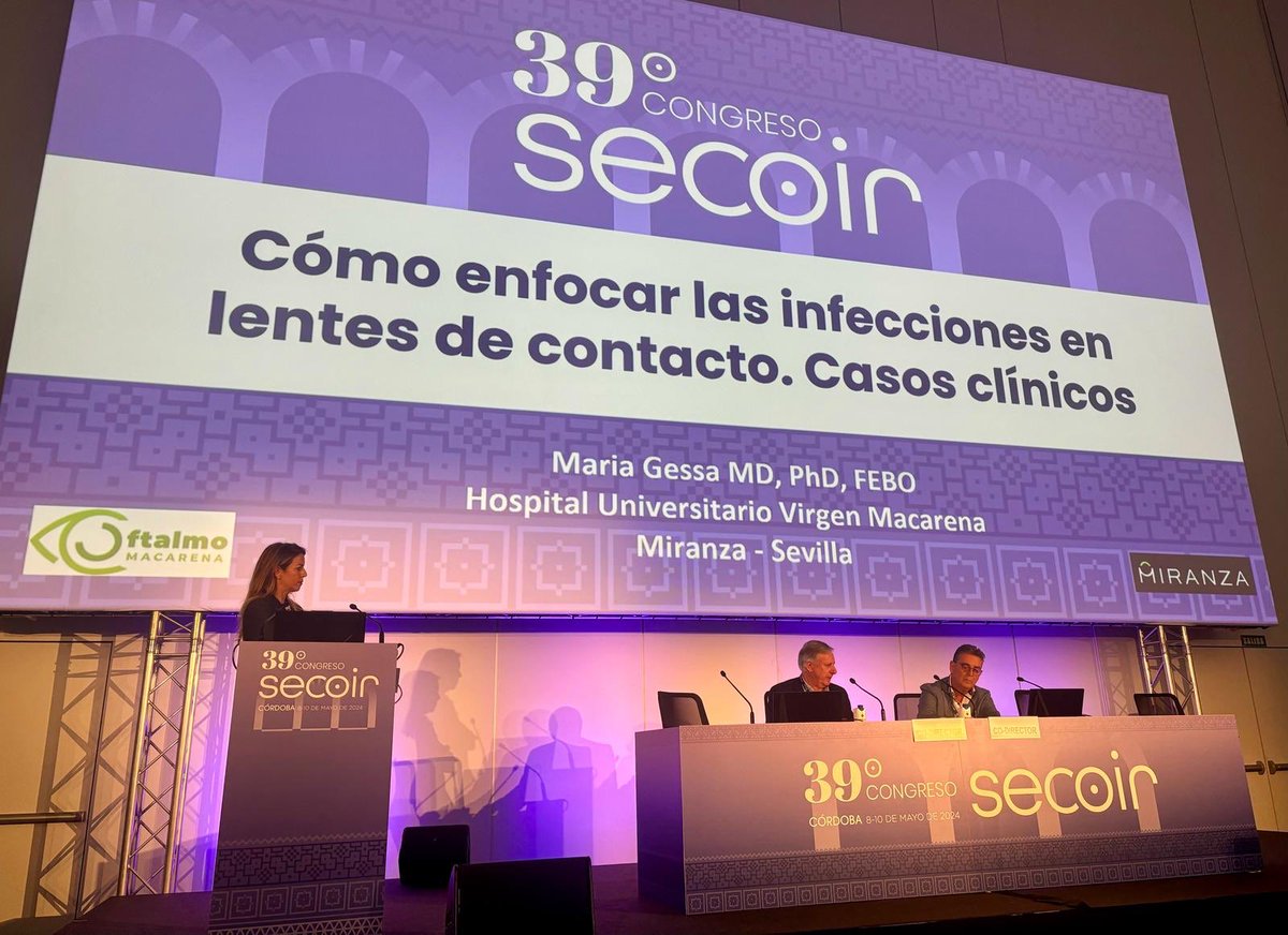OftalmoMacarena's tweet photo. Nuestra gran corneóloga @mariagessa ha moderado 1️⃣ mesa redonda sobre cataratas complejas, presentado 2️⃣ ponencias sobre queratitis en lentes de contacto y sobre lente intraocular AddOn @MediconturA, y participado en 2️⃣ cursos sobre complicaciones quirúrgicas. ⤵️ https://t.co/aqcIHue0CU