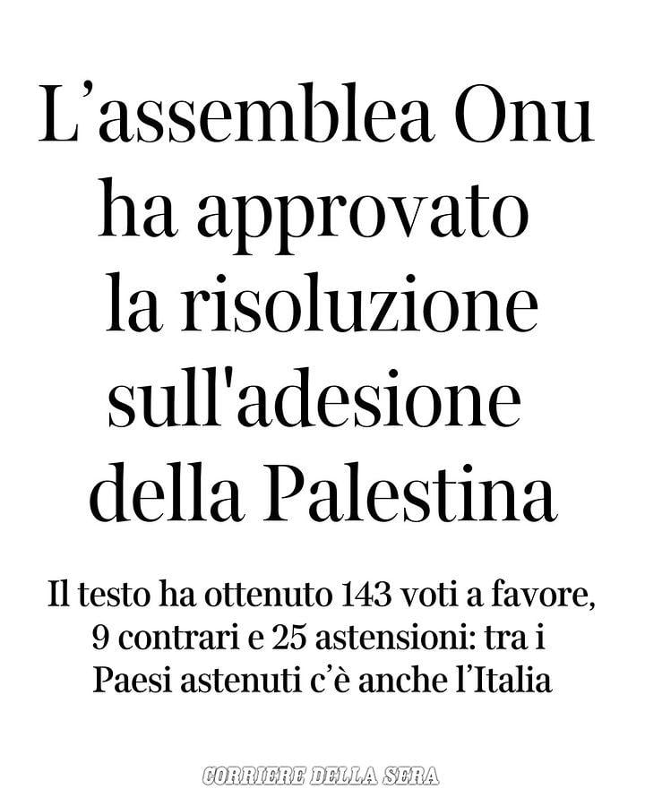 #onu approvata adesione #palestina #italia si astiene .... #peace🏳️‍🌈 #NOWAR🏳️‍🌈 #freepalestine🇵🇸