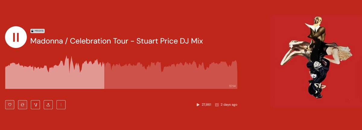 Stuart Price uploaded his Celebration Tour remix set ! Writing 'Playing tracks by Madonna vs Pepe Braddock, Madonna vs Earth People, Madonna vs Chicken Lips, Madonna vs Basement Jaxx vs James Holden, Madonna vs James T Cotton and more.' Listen here: mixcloud.com/stuartprice/ma……