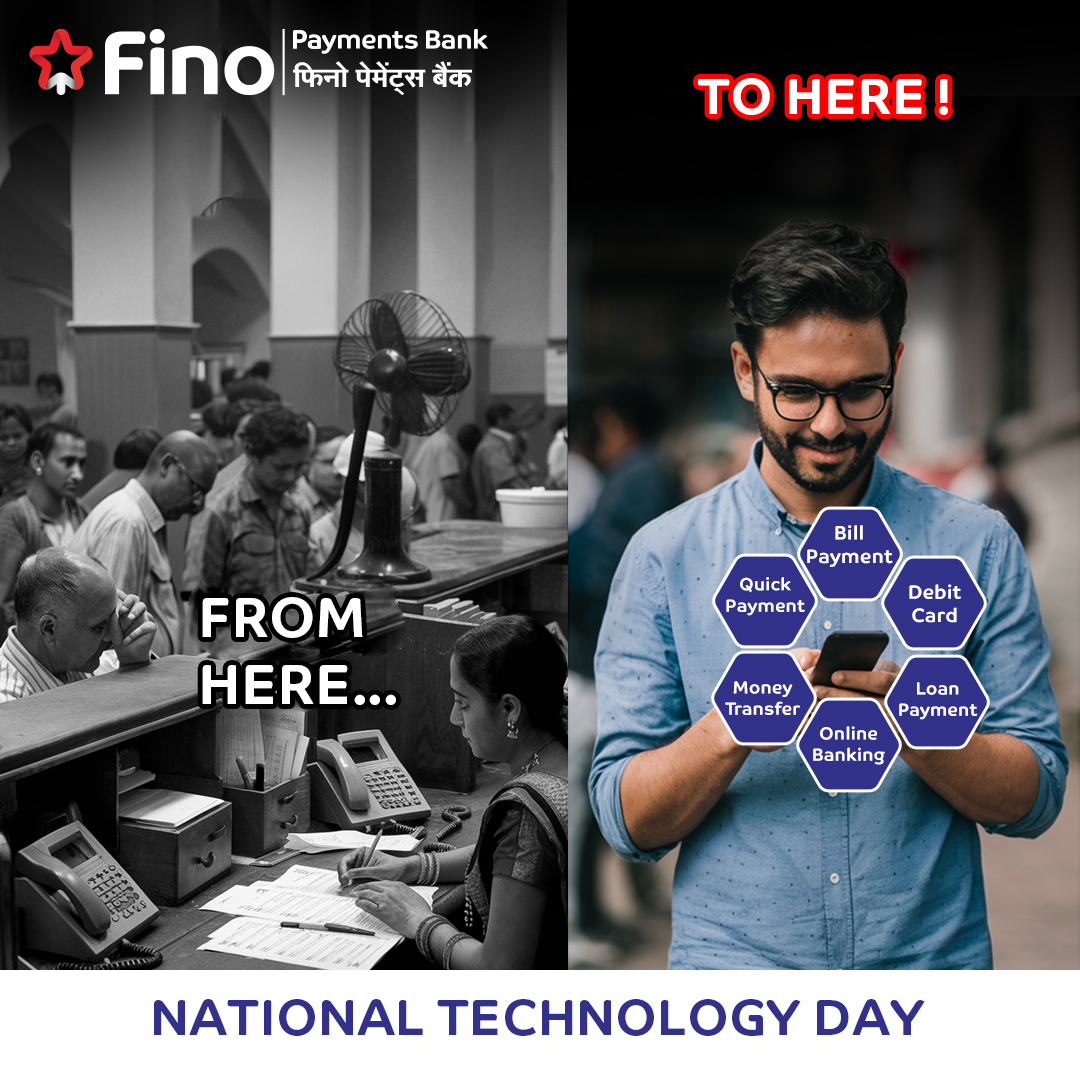 Let’s celebrate the technology that has transformed and shaped the way we live, work, connect, and bank. Fino wishes everyone a Happy National Technology Day!

#FinoPaymentsBank #FikarNot #FinoBanker #DigitalBanking #SecureBanking #HarDinFino #Finopay #HappyNationalTechnologyDay