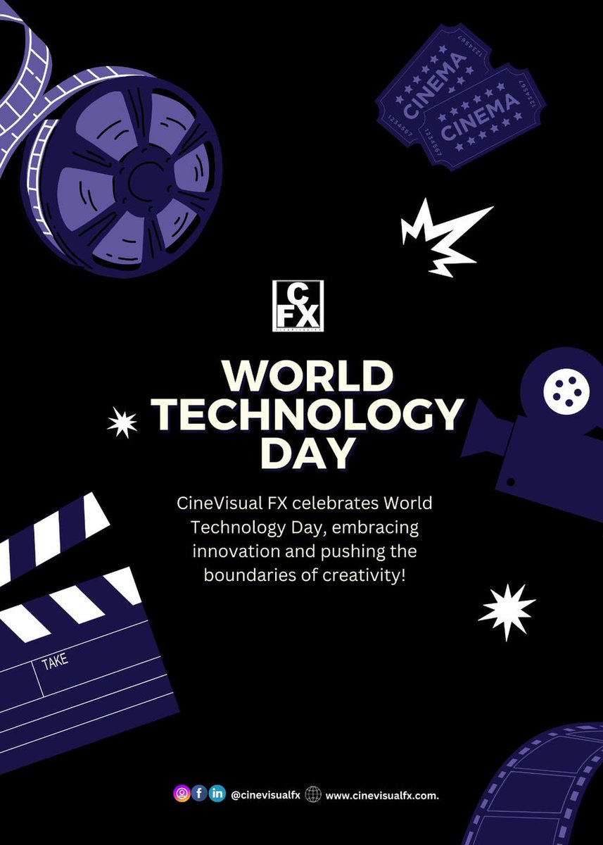 CinevisualFX's tweet photo. Happy World Technology Day from all of us at Cinevisual FX! Here's to celebrating the endless possibilities and innovations that shape our world. #TechInnovation #CinevisualFX #WorldTechnologyDay https://t.co/SnkCwrs8PU