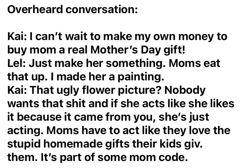 From my sister - every mom will understand #MomCode #mothersday2024