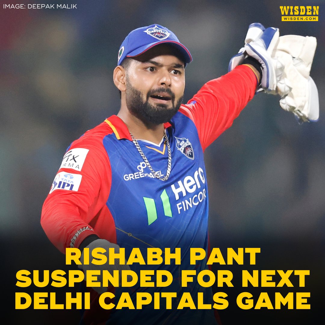 Rishabh Pant will miss Delhi Capitals' match against RCB tomorrow after the side's third over rate offence of the tournament. Pant has also been individually fined INR 30 Lac. #IPL2024