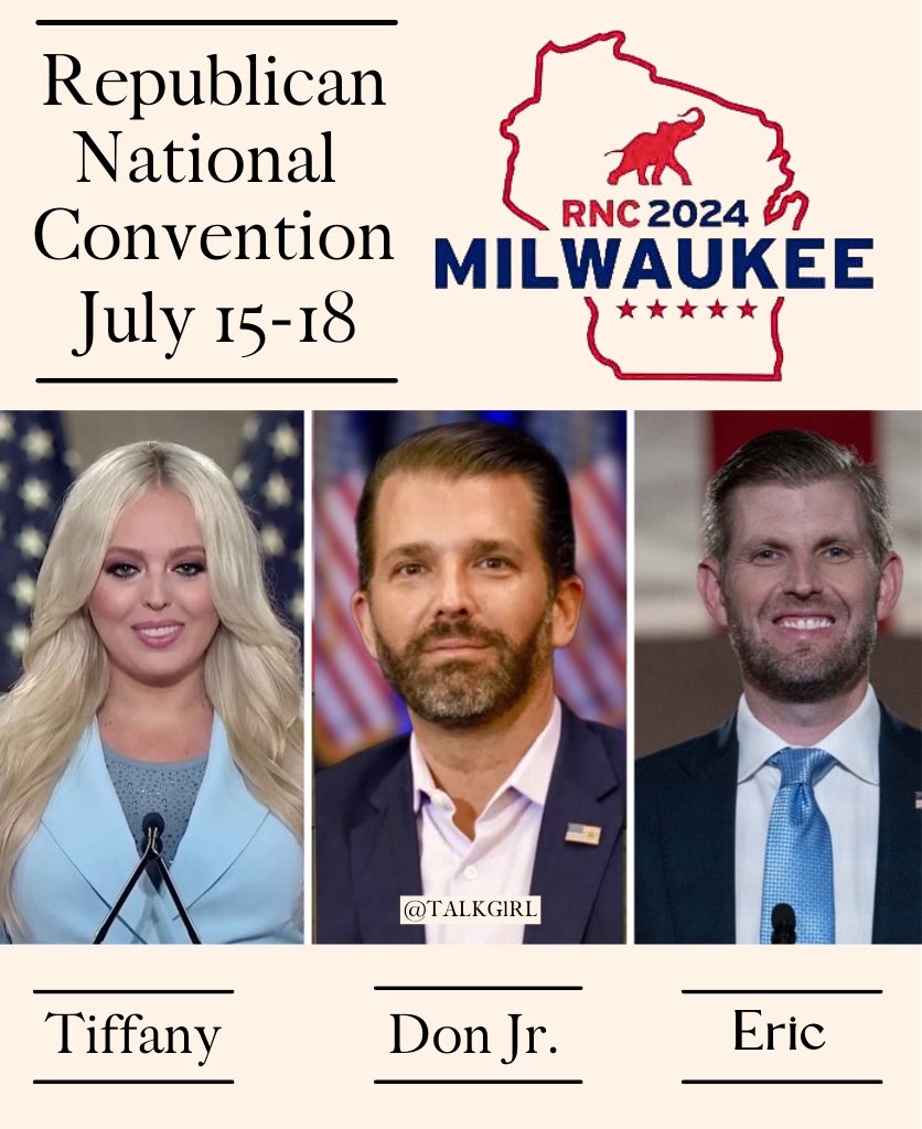 🚨LATEST UPDATE: “While Barron is honored to have been chosen as a delegate by the Florida Republican Party, he regretfully declines to participate due to prior commitments,” —from the Office of Melania Trump. Tiffany, Don Jr, & Eric also chosen as delegates, will be…