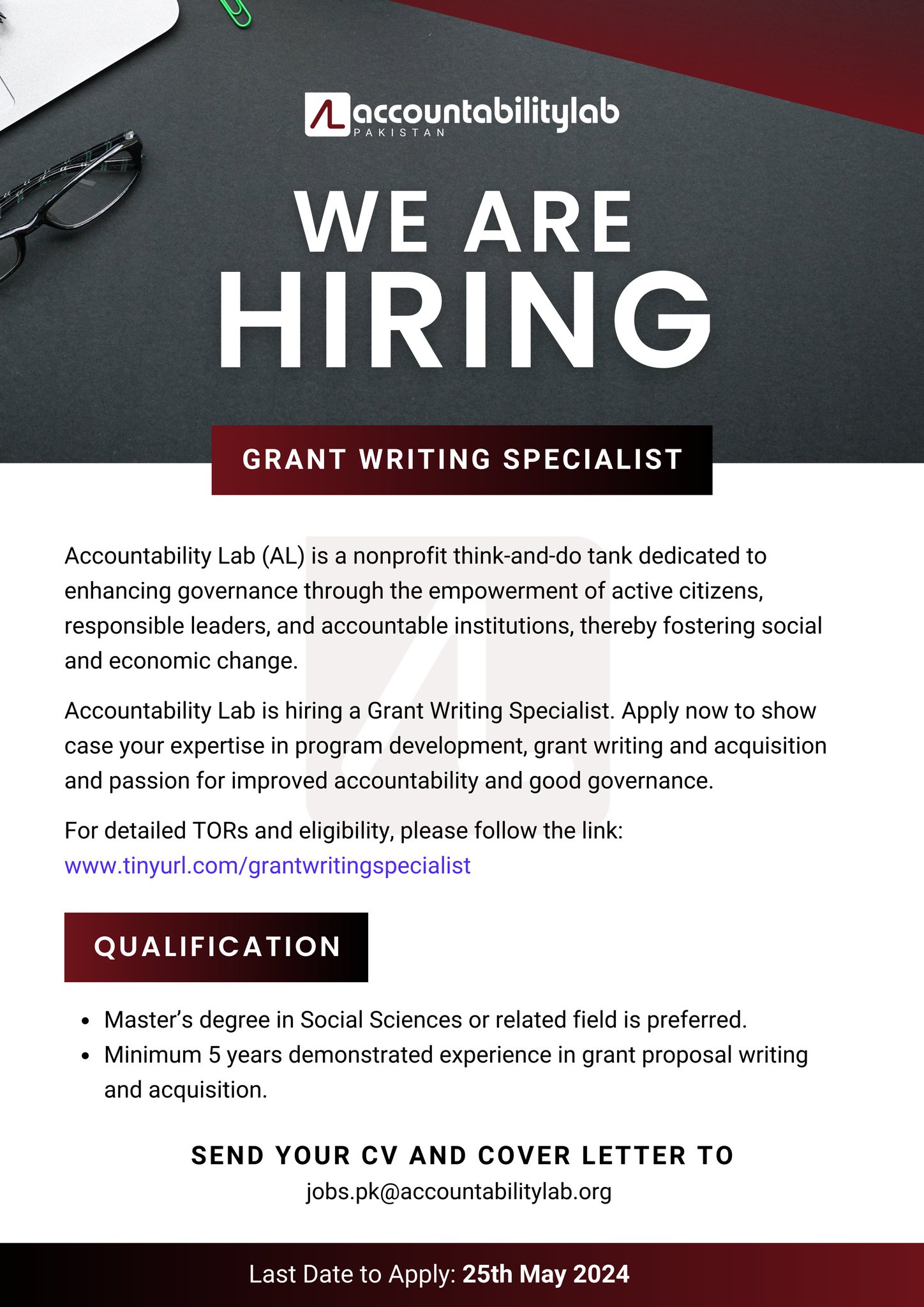 Accountability Lab Pakistan on X: &ldquo;We&rsquo;re hiring Grant Writing 