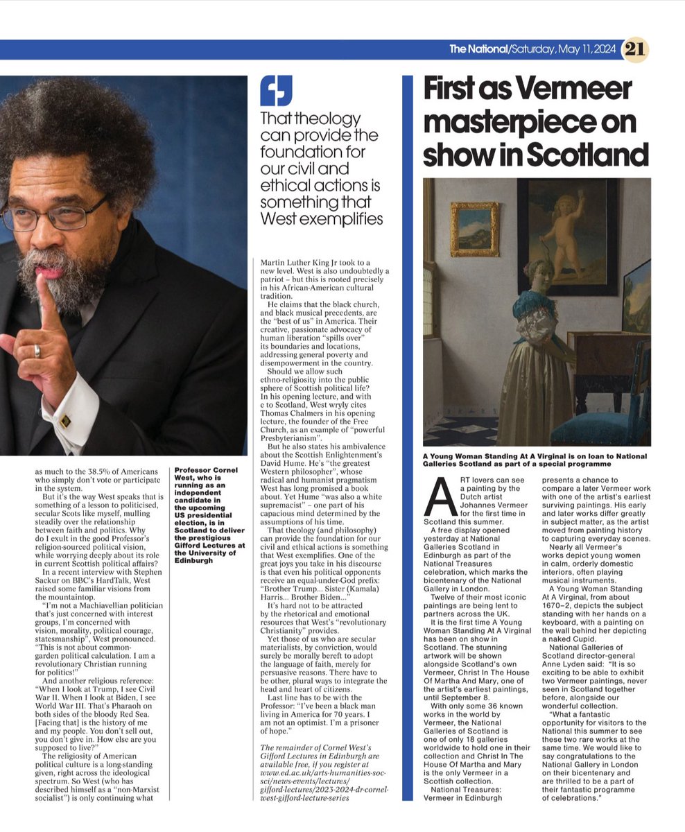 It’s a thrill to have @CornelWest do the Gifford Lectutes in Edinburgh this week—the most revolutionary of US Presidential candidates. I’m such a fan. But he’s a lesson (to secular me) on our Scottish struggle with faith and politics. My @ScotNational col: thenational.scot/news/24313206.…