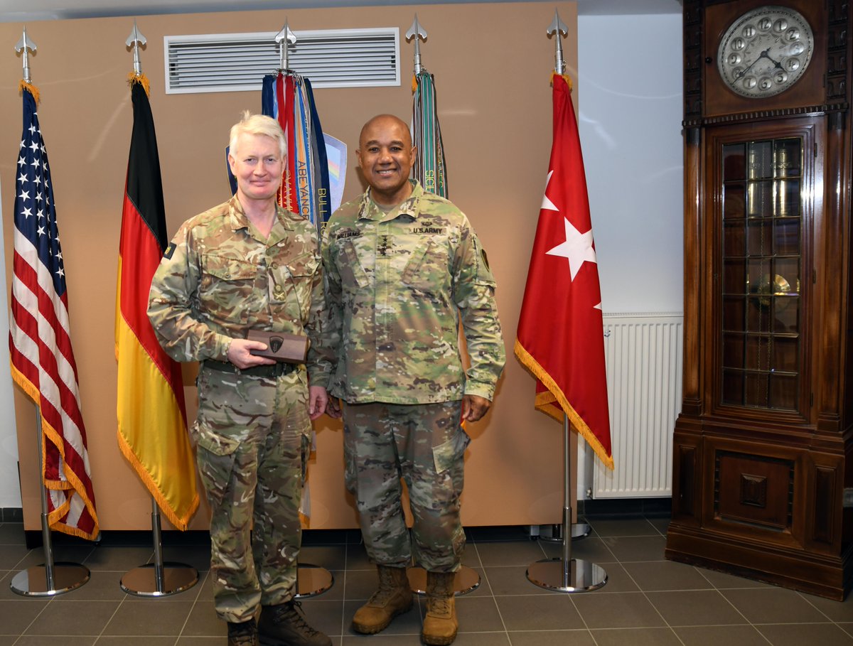 #ICYMI, recently we were honored to host 🇬🇧 Lt. Gen. Sir Ralph Wooddisse, commander of @HQARRC, at #USAREURAF Headquarters in Germany. LTG Wooddisse met w/ our CG, @USArmy Gen. Darryl Williams, where the leaders discussed our shared commitment to the @NATO #Alliance.