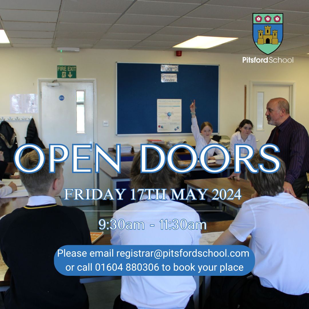 Discover why Pitsford School is right for your child during our Open Doors event on 17th May! See our classes in action, and tour the campus from 9:30 to 11:30 AM. Witness our commitment to excellence and community first-hand. We look forward to welcoming you!