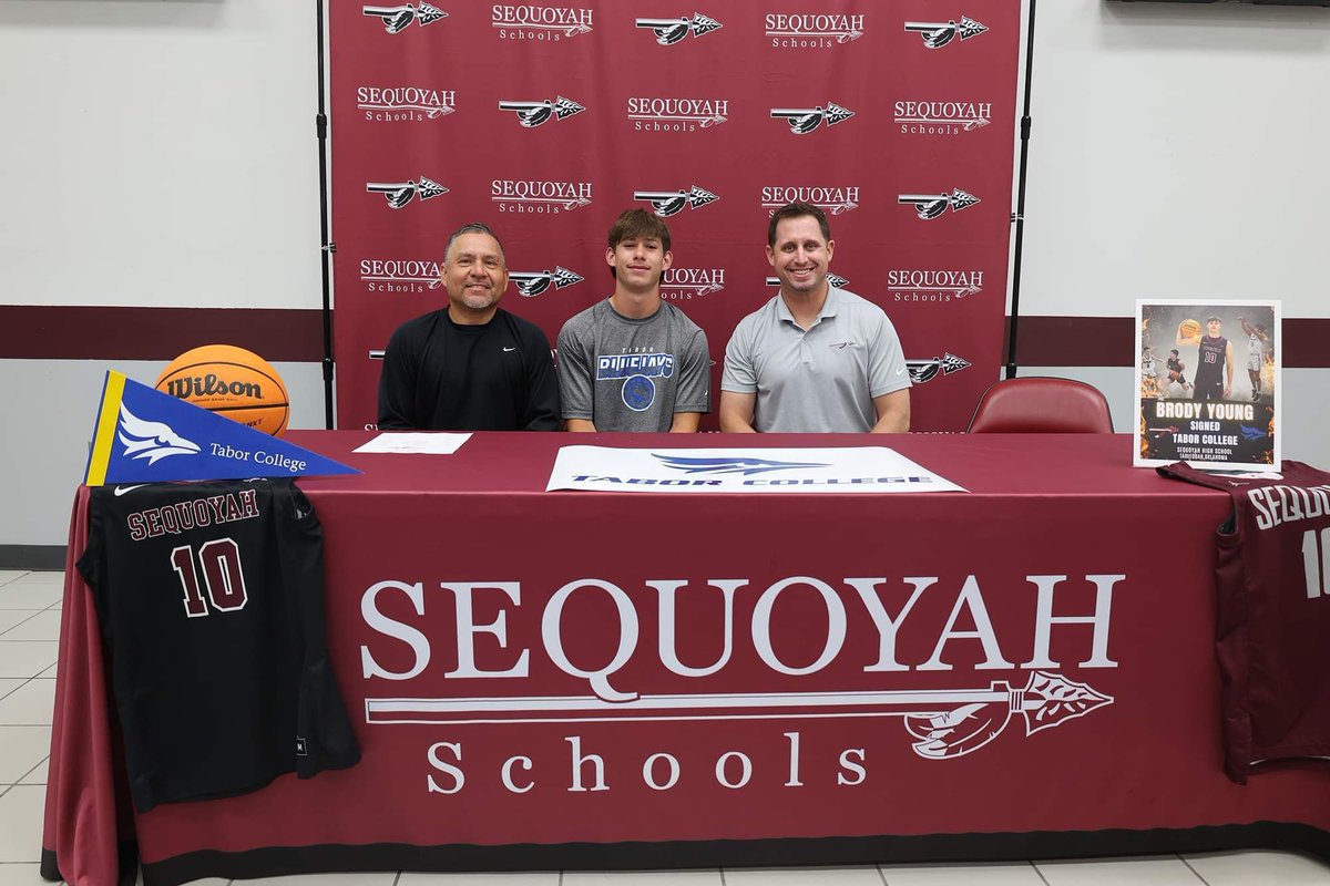 Congratulations to Brody Young (Cherokee), out of Sequoyah High School in Tahlequah, Oklahoma, who signed his letter of intent to play basketball at Tabor College in Kansas. #NativePreps #Cherokee