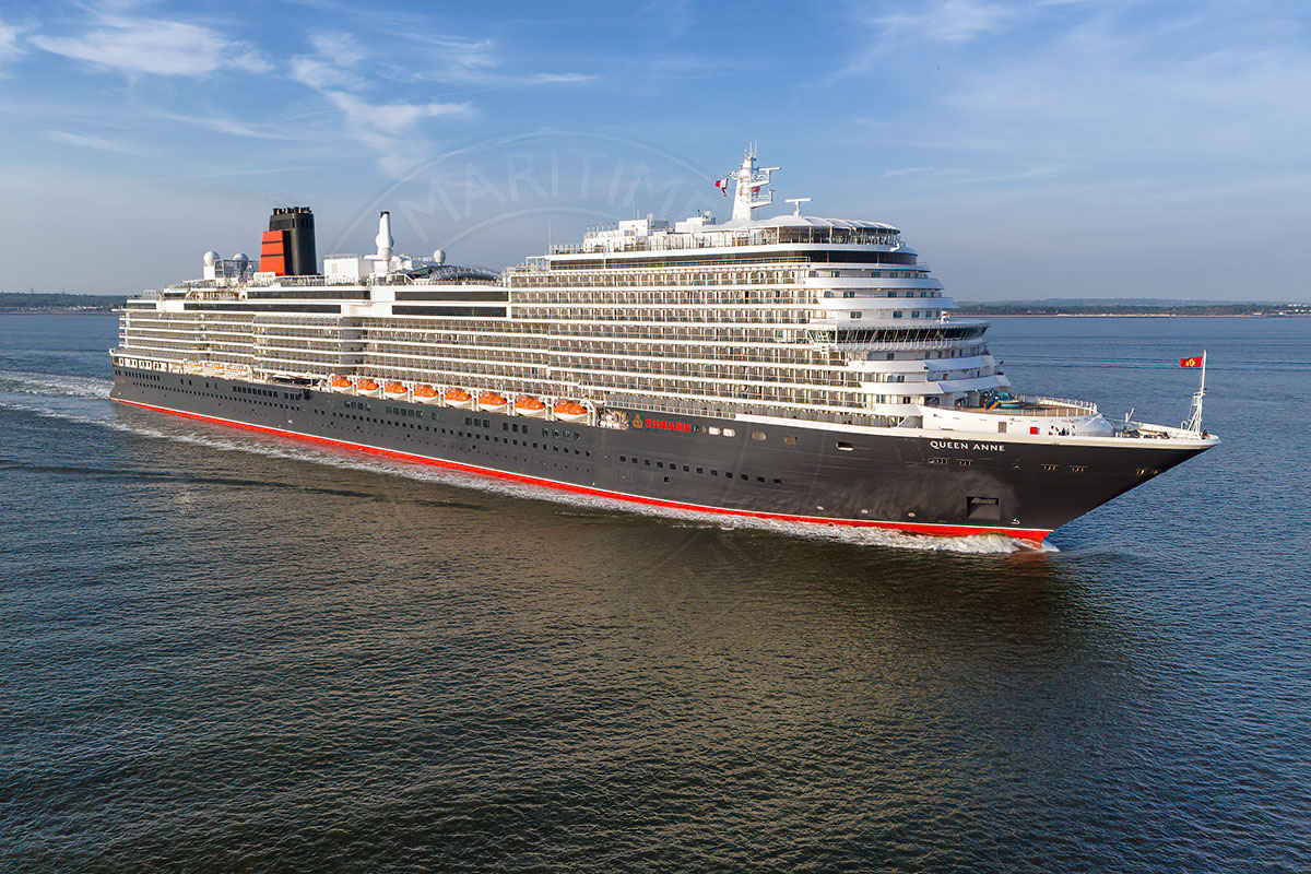 Queen Anne (@cunardline) outbound for her second cruise from @ABPSouthampton #cruisenews #Southampton