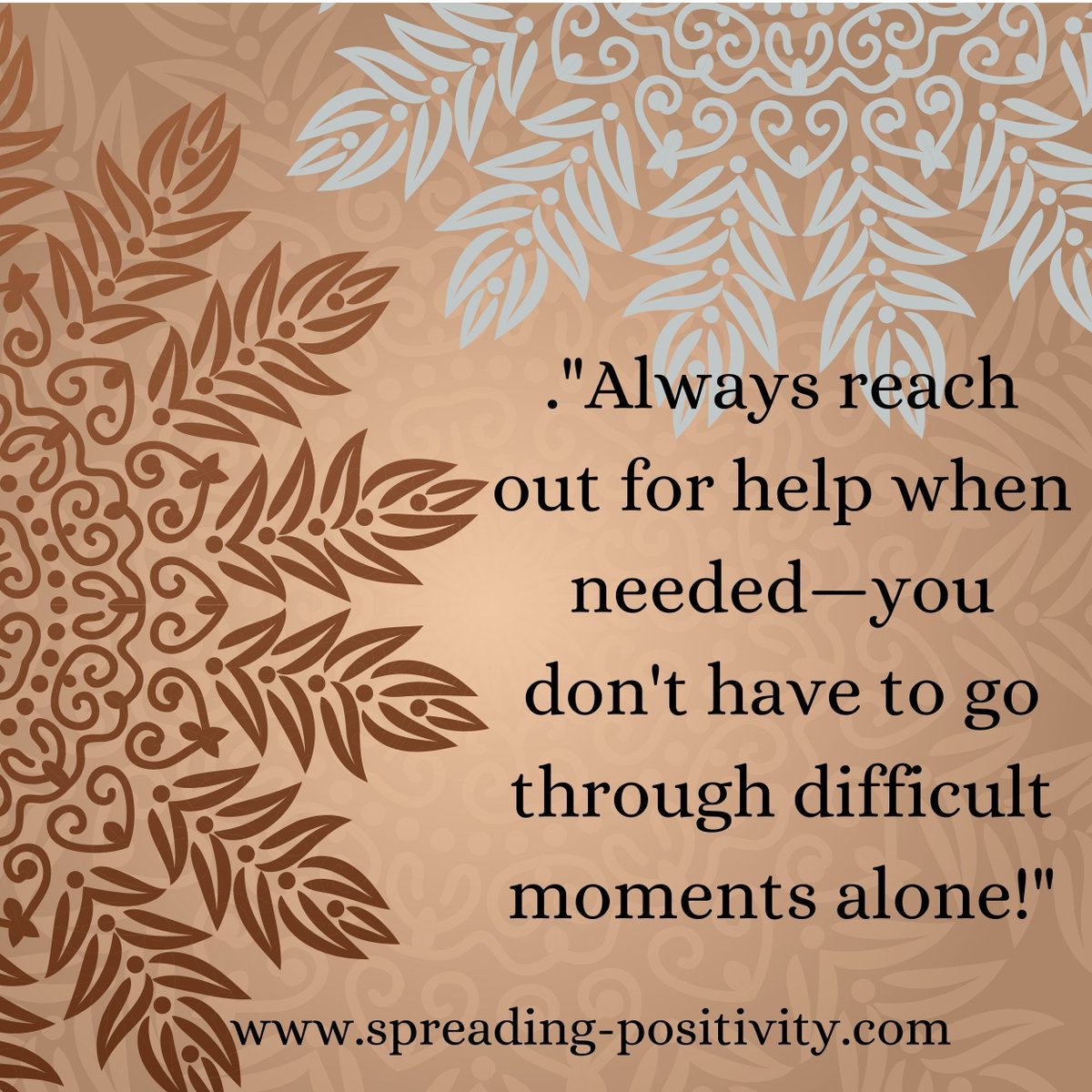 When the going gets tough, remember that it's okay to ask for help. 🤝✨Life can bring challenges, but these challenges don't have to be faced alone. Reaching out for help is not a sign of weakness,

 #SpreadingPositivity #ReachOut #YouAreNotAlone #StrengthInUnity #Hope