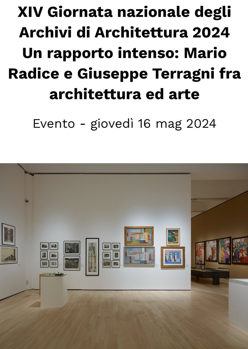 Una buona occasione per passare al @mart_museum anche perché credo che la composizione CFA di Radice (in foto sotto la versione successiva del museo) non la presterò più per qualche anno... troppo fragile come opera e ogni volta ci sto male. mart.tn.it/archivi-archit…