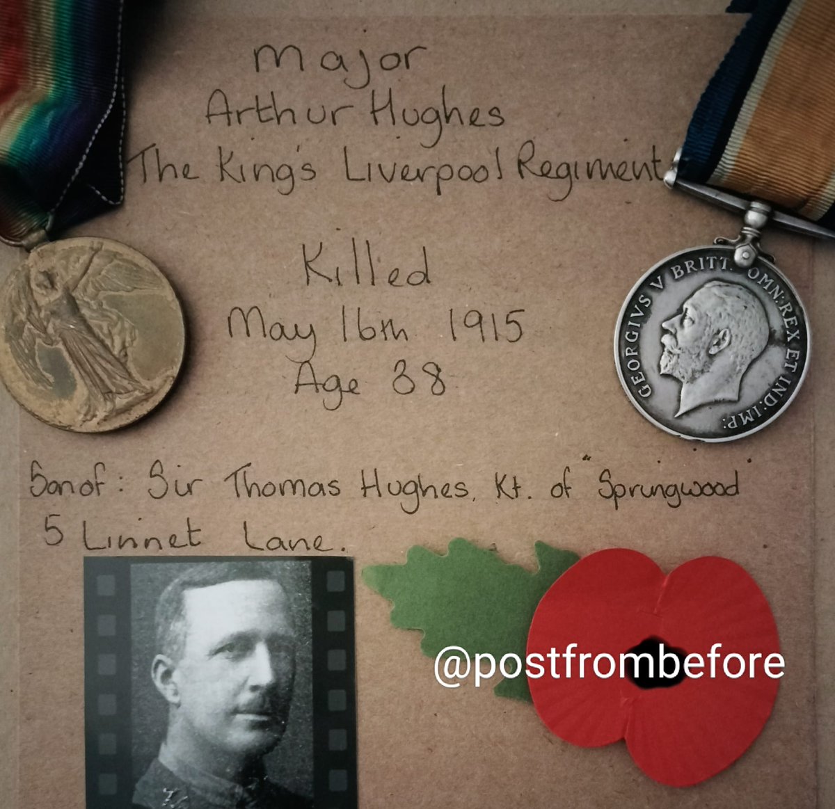 Remembering Arthur Hughes from Springwood, Linnet Lane, Aigburth of the King's Liverpool Regiment who died on 16 May 1915 #LestWeForget, #housethroughtime, #oldliverpool, #aigburth