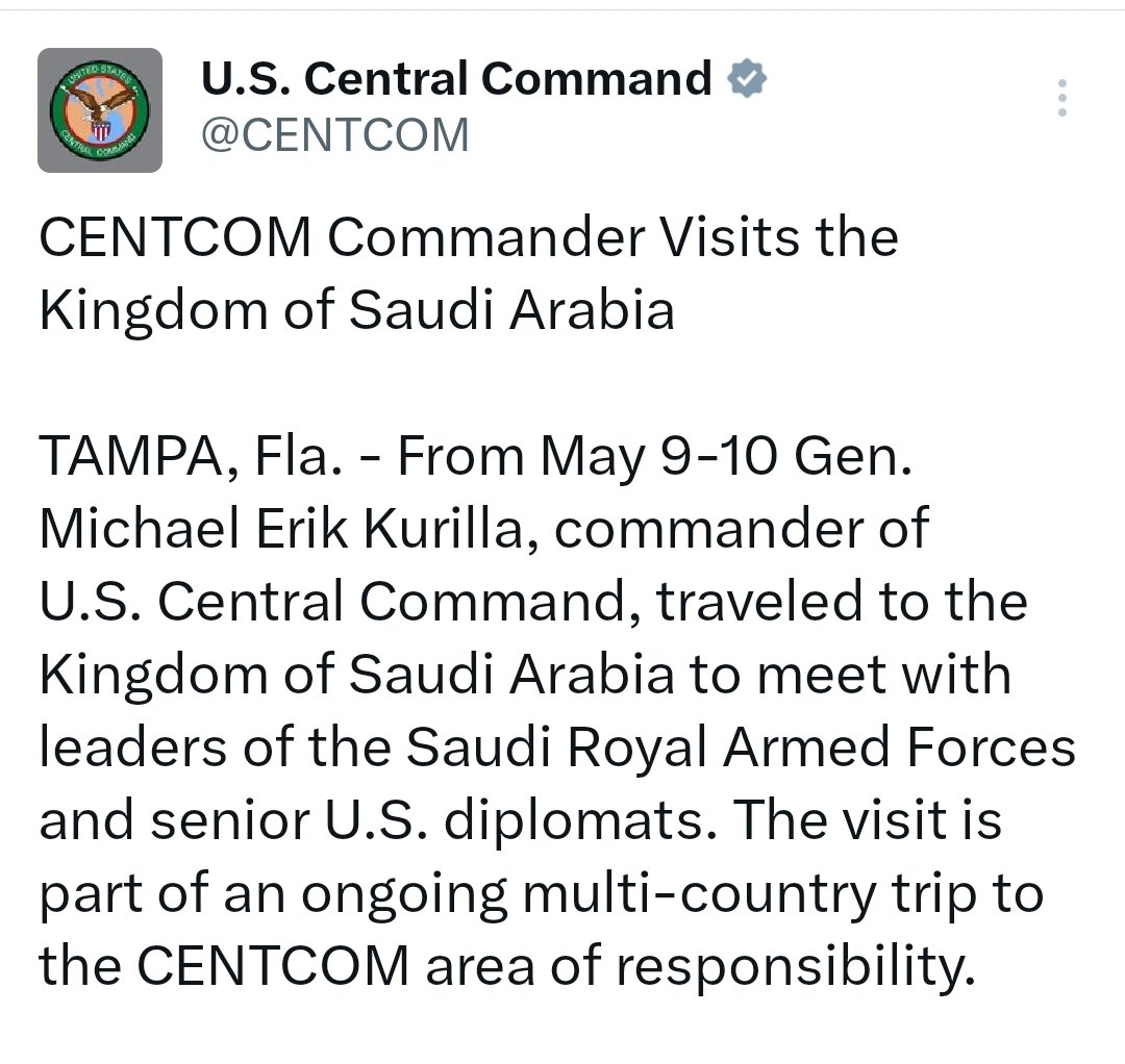 Two days after my tweet, CENTCOM confirms Kurilla was in Saudi Arabia. After that he appears to have visited Israel