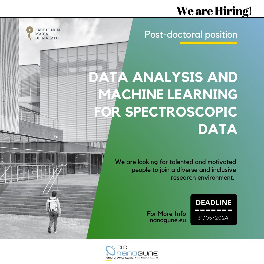 📣 We are #hiring! 🆕 #OPENPosition #Research #POSTDOC in Data analysis and machine learning for spectroscopic data 🗓️ Deadline to apply: 31/05/2024 ✳️ More info: i.mtr.cool/ryhdfjjpfb