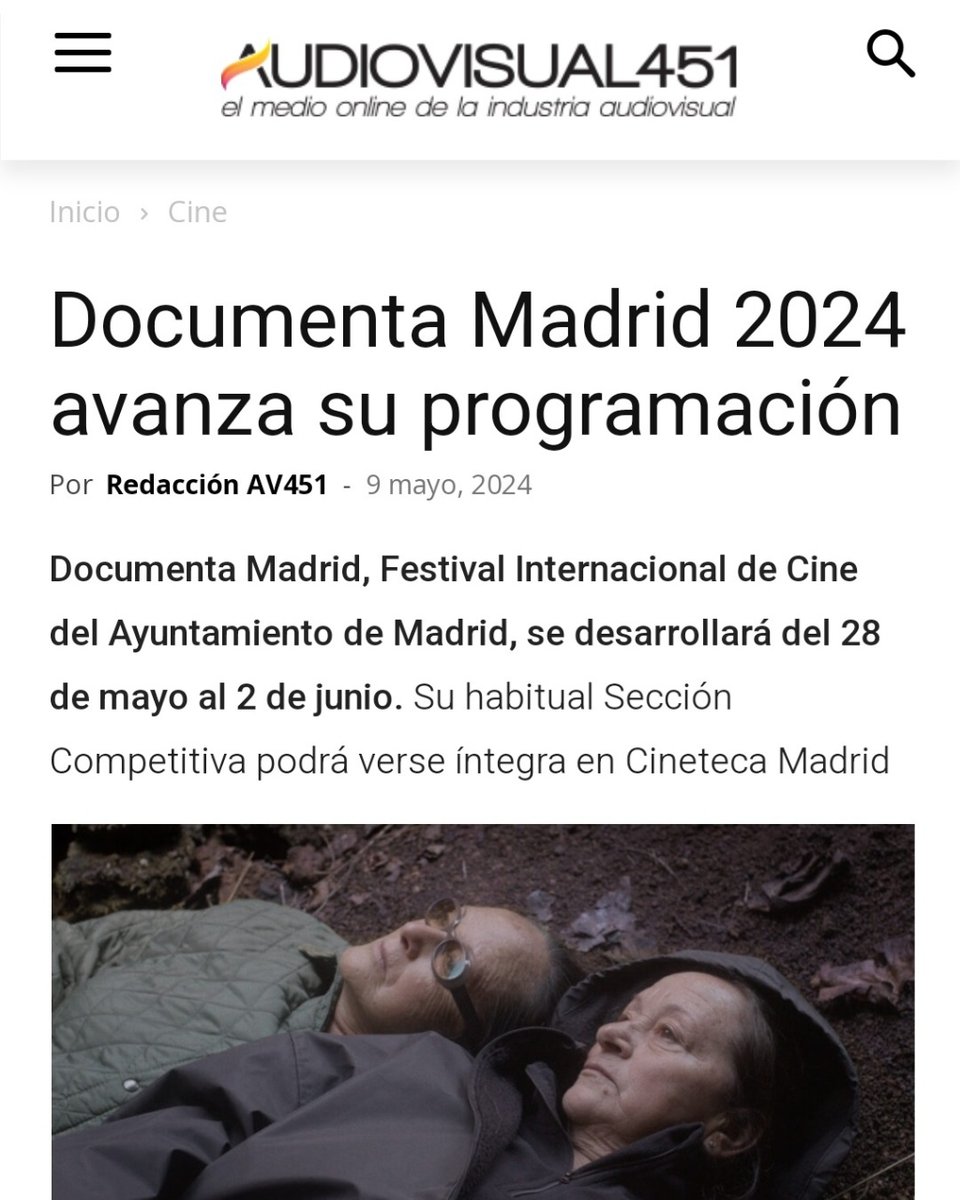 📰Desde el #28MAY #MataderoMadrid acoge la 21ª edición de @DocumentaMadrid. Con sus secciones competitivas y ciclos temáticos se desarrollará en @CinetecaMadrid, @Filmoteca_es, @museoreinasofia, @ECAM_ y @casademexicoesp. Más, vía @Audiovisual451👇 audiovisual451.com/documenta-madr…