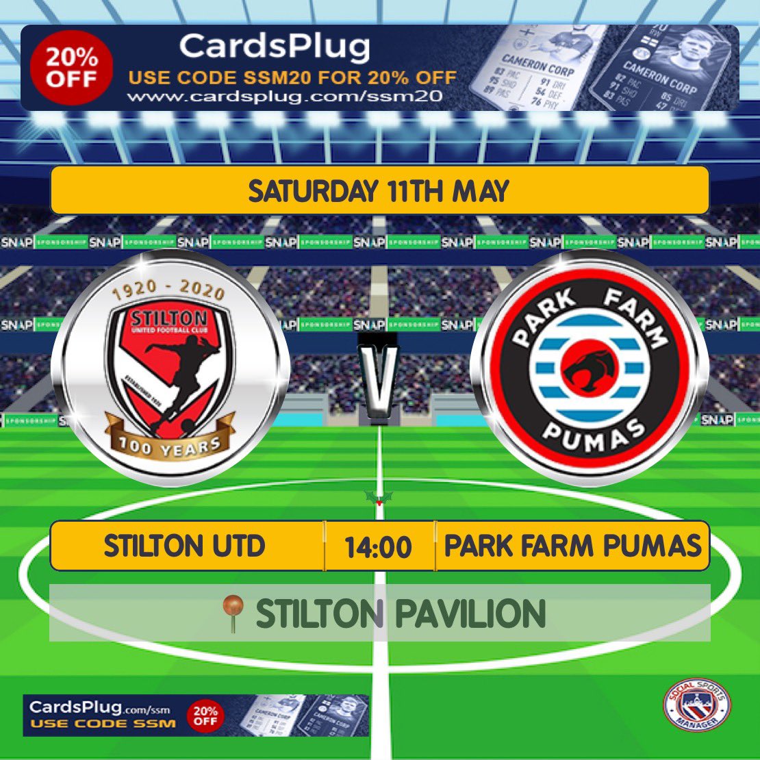 ‼️MATCHDAY‼️

🔴 Stilton United FC VS Park Farm Pumas
🗓 Saturday 11th May
📍 Stilton Pavilion
🏆 League Fixture
⏰ 2PM KO 

All welcome 🔴⚽️👍🏻