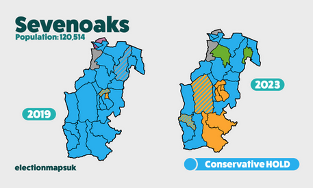 Further to my tweet about @Richardfor7oaks yesterday, this is what we did last year - @SevenoaksLibDem +11 seats at the Local Elections, a clean sweep in Sevenoaks town. We've been working all the remaining bits of blue on this map since #ToryWipeout #GTTO #LibDemfightback