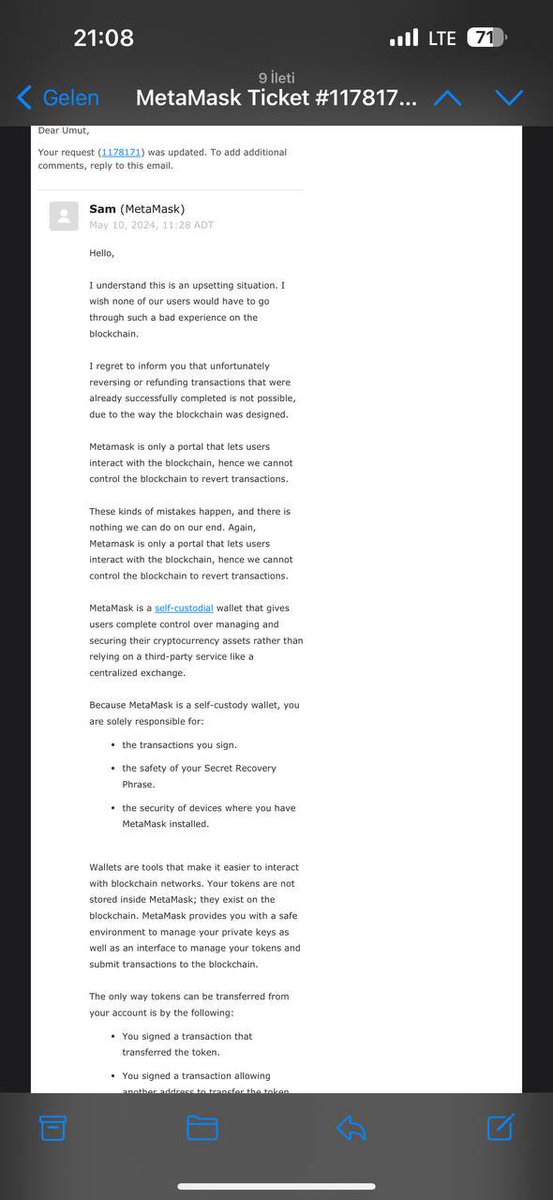 ❌#Metamask Rezaleti ve Mağdur olan takipçimiz @borsakripto24 takipçimizin başından geçen olayı anlatmak isterim . ⚠️Yarın sizinde başınıza gelebilir destek olalım tweete . #Bitcoin ve #altcoins cüzdanları içinde en çok kullandığımız MetaMask wallet hem güvenlik açığını