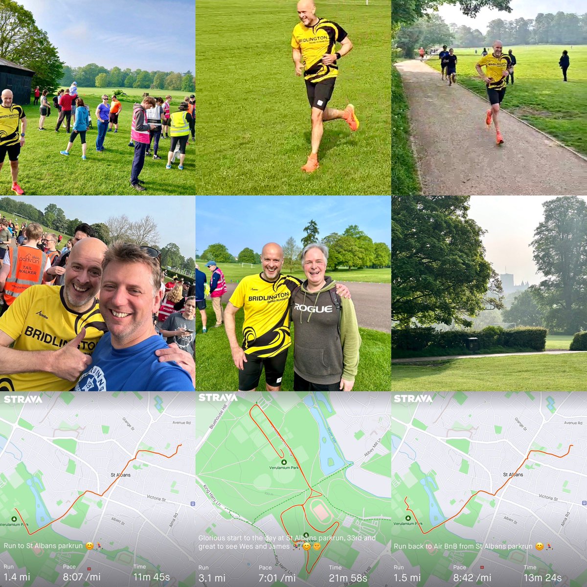 Glorious start to the day with run there and back to St Albans parkrun, 33/454 and 2nd in age category. Great to see fellow Running Commentary alumni Wes and Bad Elephant founder, the legend that is James Allen 🏃‍♂️😊🌞 @wes_ball @RunComPod @parkrunUK #parkrunuk