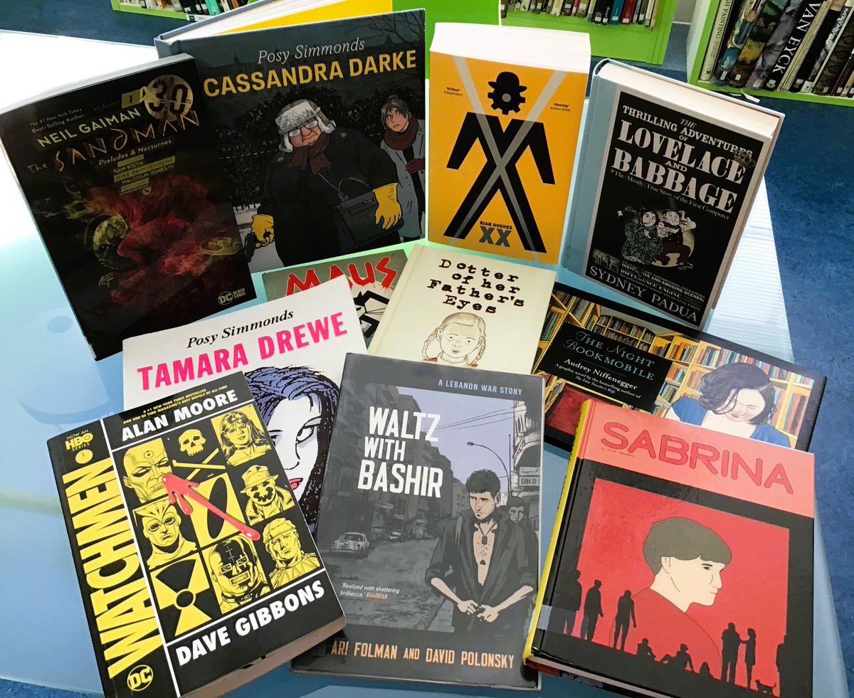 Today we celebrate the graphic form of storytelling. We also hold a fascinating (and growing) selection of #GraphicNovels - stand alone stories which emerged from the traditional serial form. Did you have a favourite comic growing up? #ComicBooks #BookIllustration #LibraryBooks