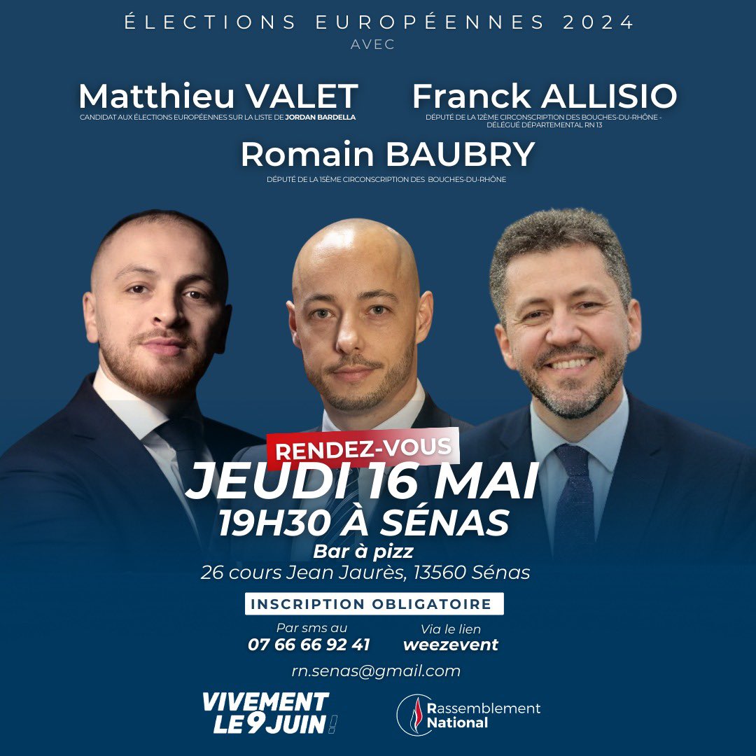 Nous avons l'honneur de recevoir @mvalet_officiel , 7ème de liste de @J_Bardella , et @franckallisio , député de la 12ème circonscription des Bouches-du-Rhône et délégué départemental du RN 13, pour une soirée conviviale et d'échanges. Face à la politique chaotique d’Emmanuel…