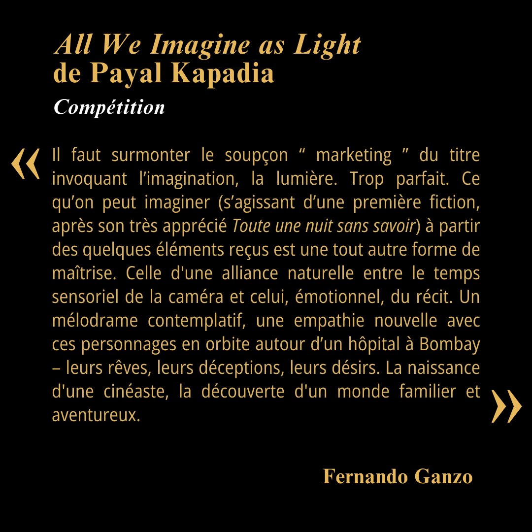 cahierscinema's tweet photo. FESTIVAL DE CANNES | 77e édition

J-3⏳ Jour par jour, découvrez les attentes de la Rédaction concernant les films sélectionnés ! 

📸 All We Imagine as Light de Payal Kapadia (2024) © Condor Distribution 

#cannes2024 #cahiersducinema #competitionofficielle #payalkapadia https://t.co/QAvKK8JtbV