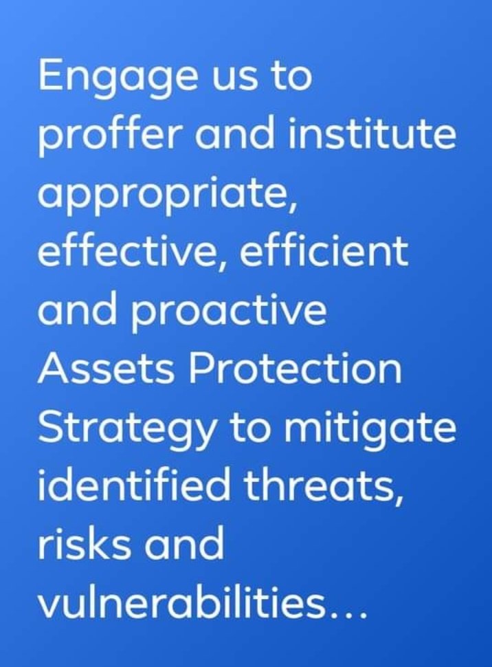 Leave Nothing To Chance. 
Protect your space and assets. 
#EffectivePersonalSecurity 
#BackgroundChecks
#WorkplaceViolence
#VehicleTracking
#MitigateYourRiskFactors