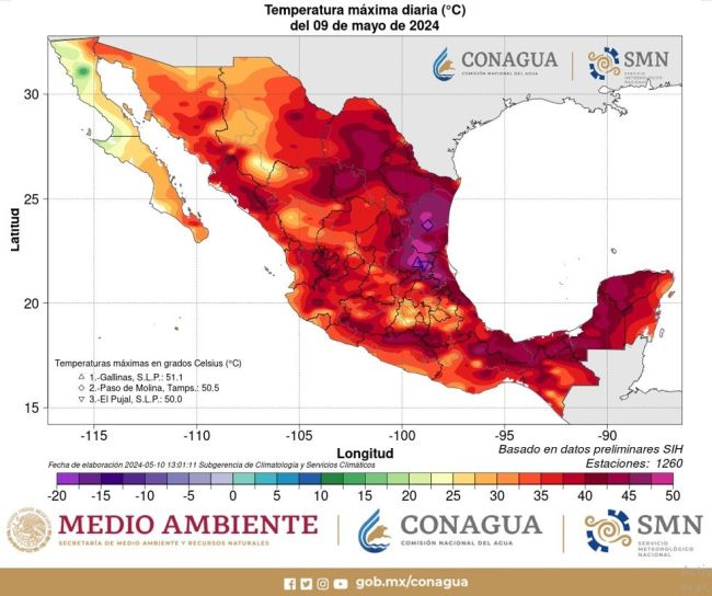 Vandaag Actueel Weer janvissersweer.nl/vandaag-actuee… Extreme hitte in Mexico! In Gallinas in de staat San Luis Potoso werd donderdag 51,1º gemeten. Niet eerder was het in mei in Mexico zo heet.